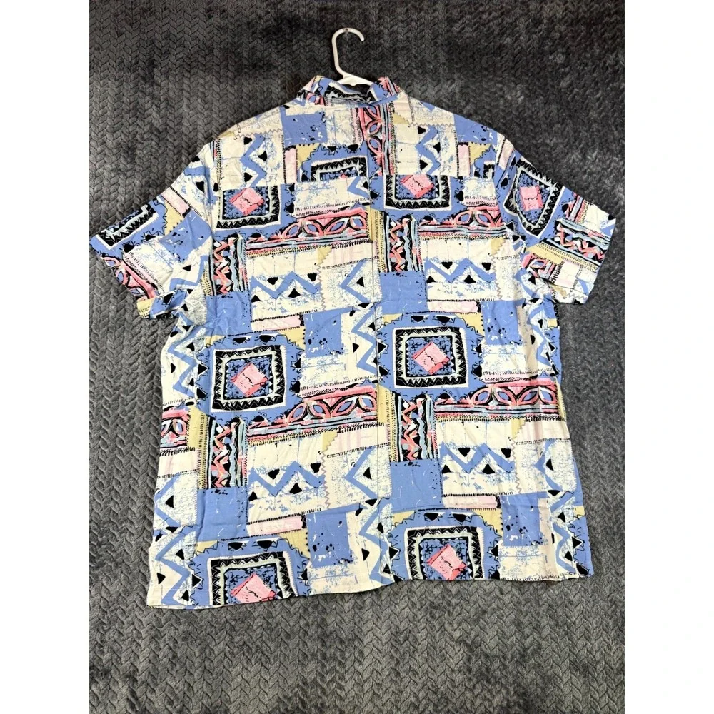 Asos Design Relaxed Shirt Mens XL Multi Pastel Vintage Inspired Print Button Up